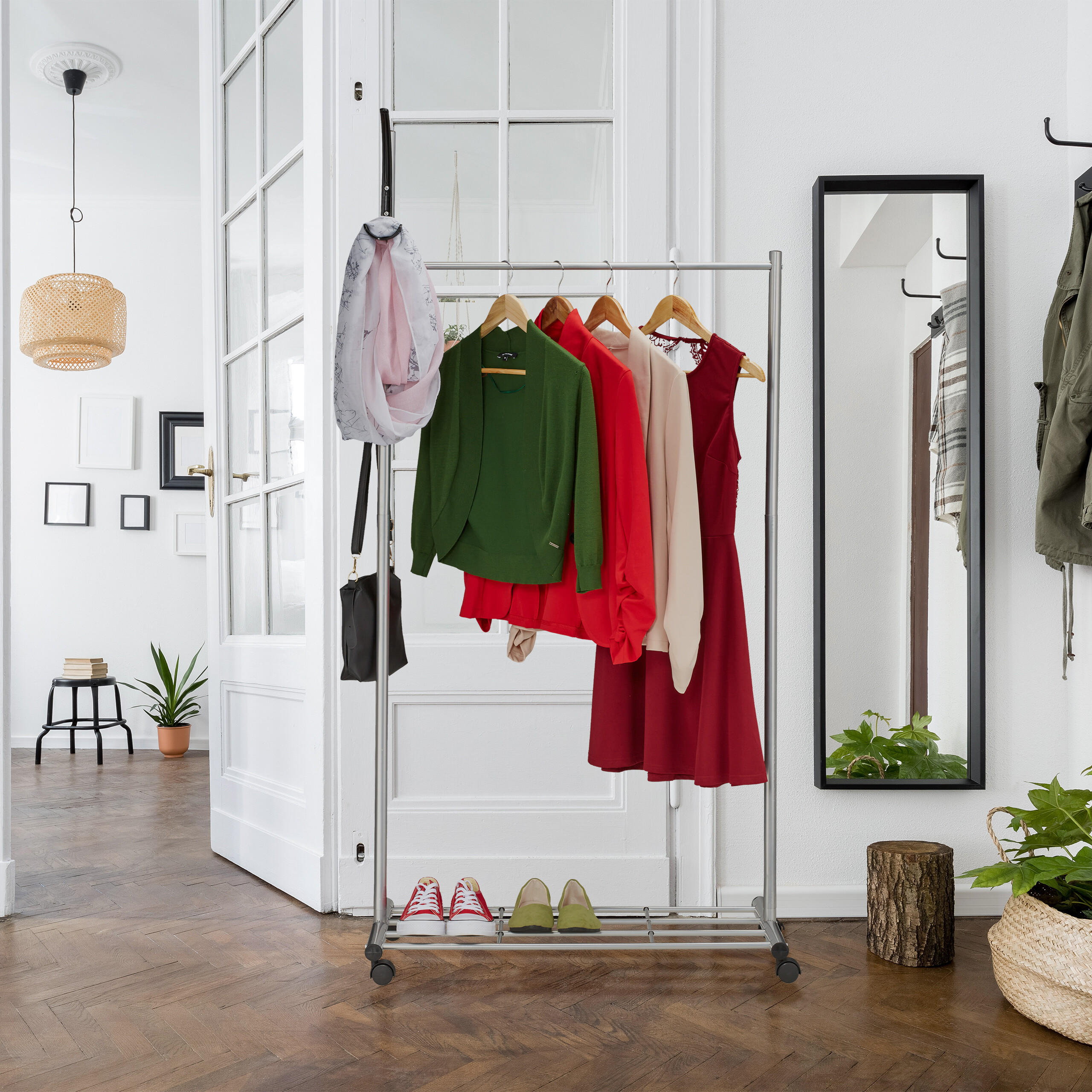GARDEROBE - Silberfarben, Kunststoff/Metall (80/165/44cm) - Relaxdays