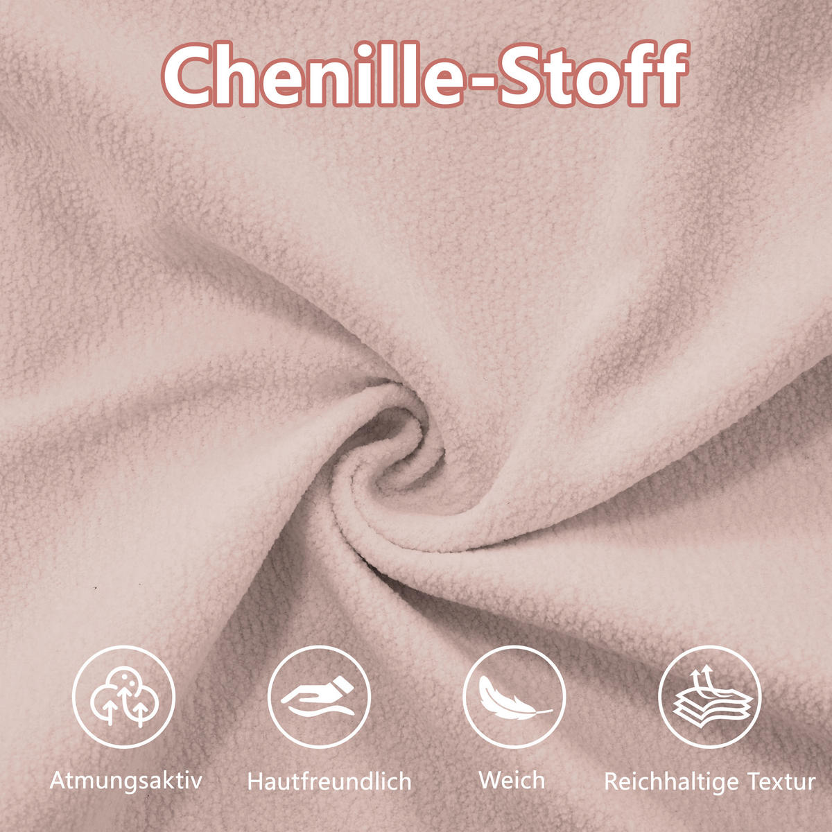 3-SITZER-SOFA 313×77×81 cm Chenille modular, rosa - Rosa, Textil (77/81/313cm)
