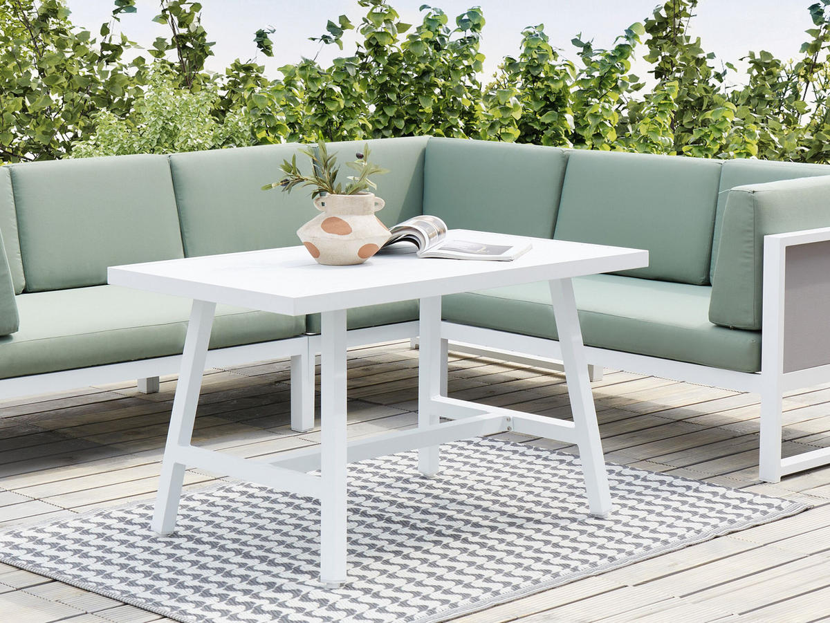 GARTENTISCH Weiß Fratte - Weiß, Metall (120/64/69cm) - Beliani