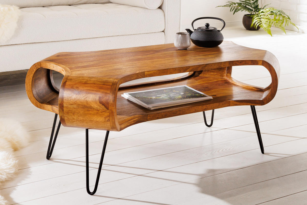 COUCHTISCH ORGANIC LIVING Sheesham rechteckig Natur 100cm - Braun, Holz/Metall (60/100/47cm) - riess-ambiente