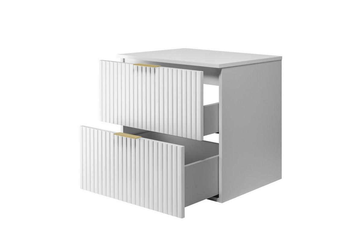WASCHBECKUNTERSCHRANK, Weiß, 60 x 57 x 46 cm, goldener Griff + Arbeitsplatte - Goldfarben/Weiß, Holzwerkstoff (60/57/46cm) - 3XE LIVING
