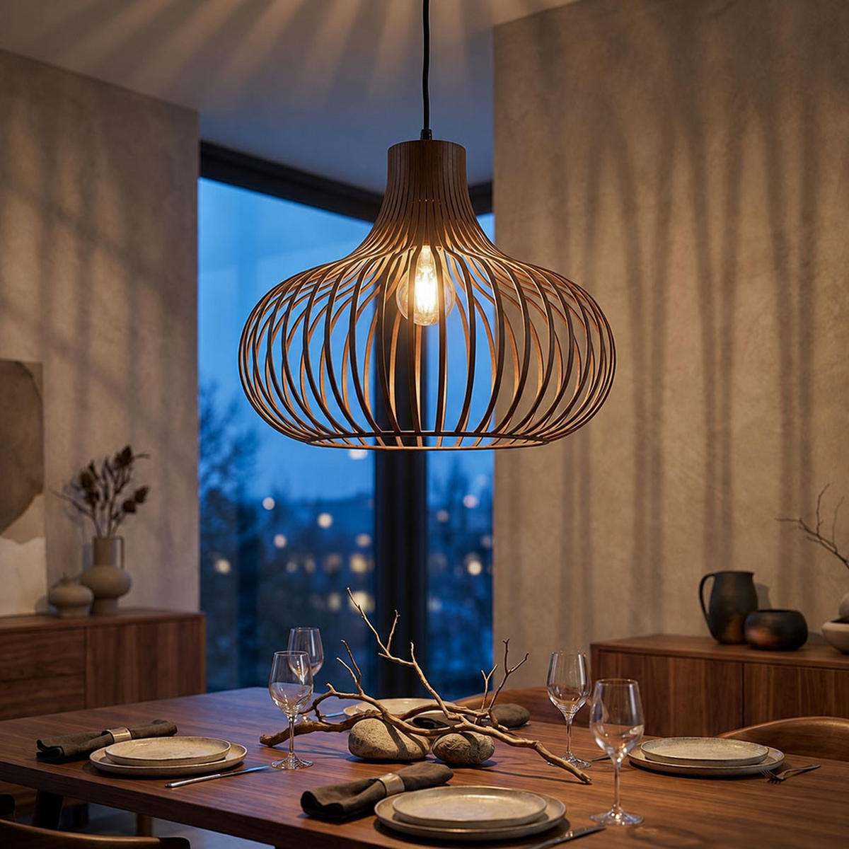 PENDELLEUCHTE MATEO Gitter schwarz - Schwarz, Metall (40/40/150cm) - Globo Lighting