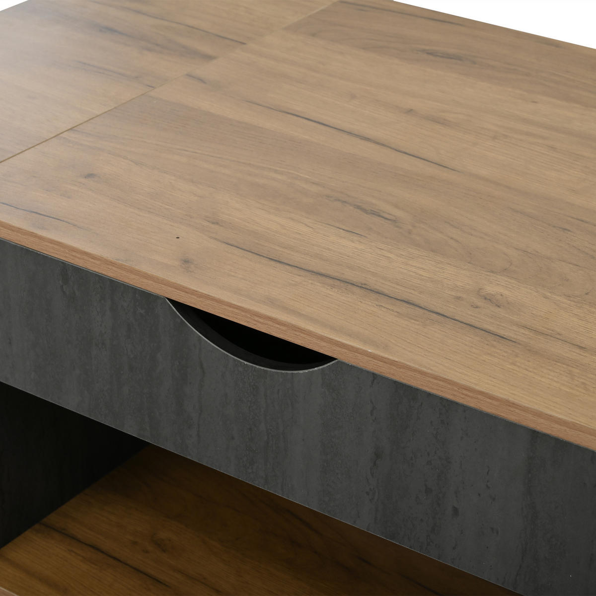 COUCHTISCH 109,5/59,7/43 cm grau braun aus Holzwerkstoff mit Liftfunktion und Stauraum - Grau, Holzwerkstoff (109.5/59.7/43cm) - OKWISH