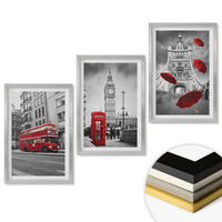 WANDBILDER 3er Set - 40x60 cm Silberner Rahmen - Red Accents London - Silberfarben, Kunststoff (40/60cm) - ArtPrintCave