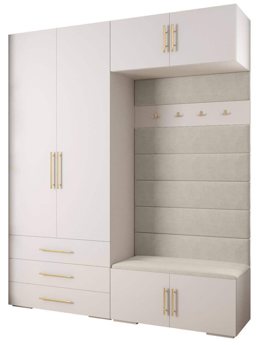 GARDEROBEN-SET 236,7/200/47 - Goldfarben/Weiß, Holz/Kunststoff (200/236.7/47cm) - Abiks Möbel