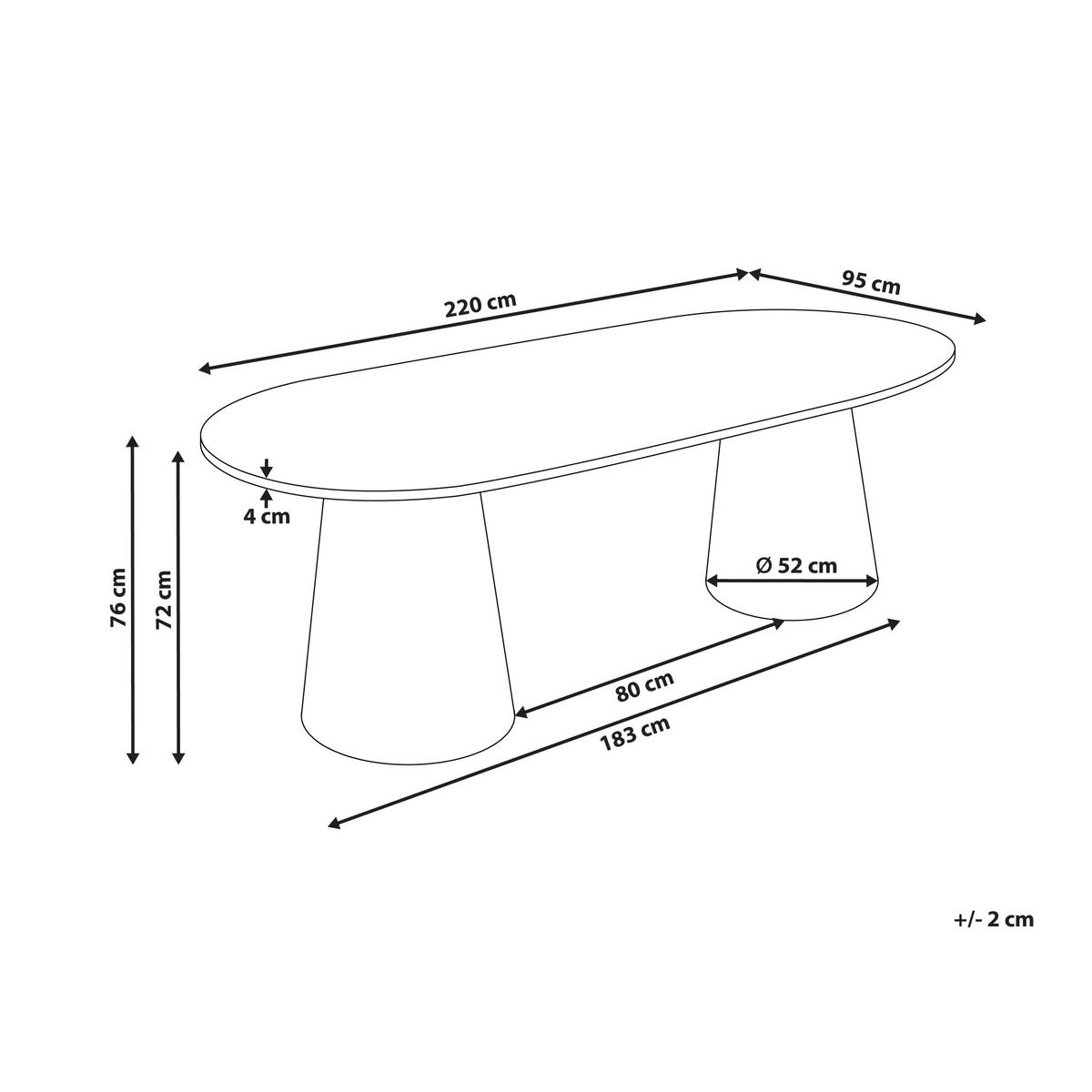 JÍDELNÍ STŮL Imitace travertinu 220/95 cm Luman - béžová, kompozitní dřevo (220/95/76cm) - Beliani