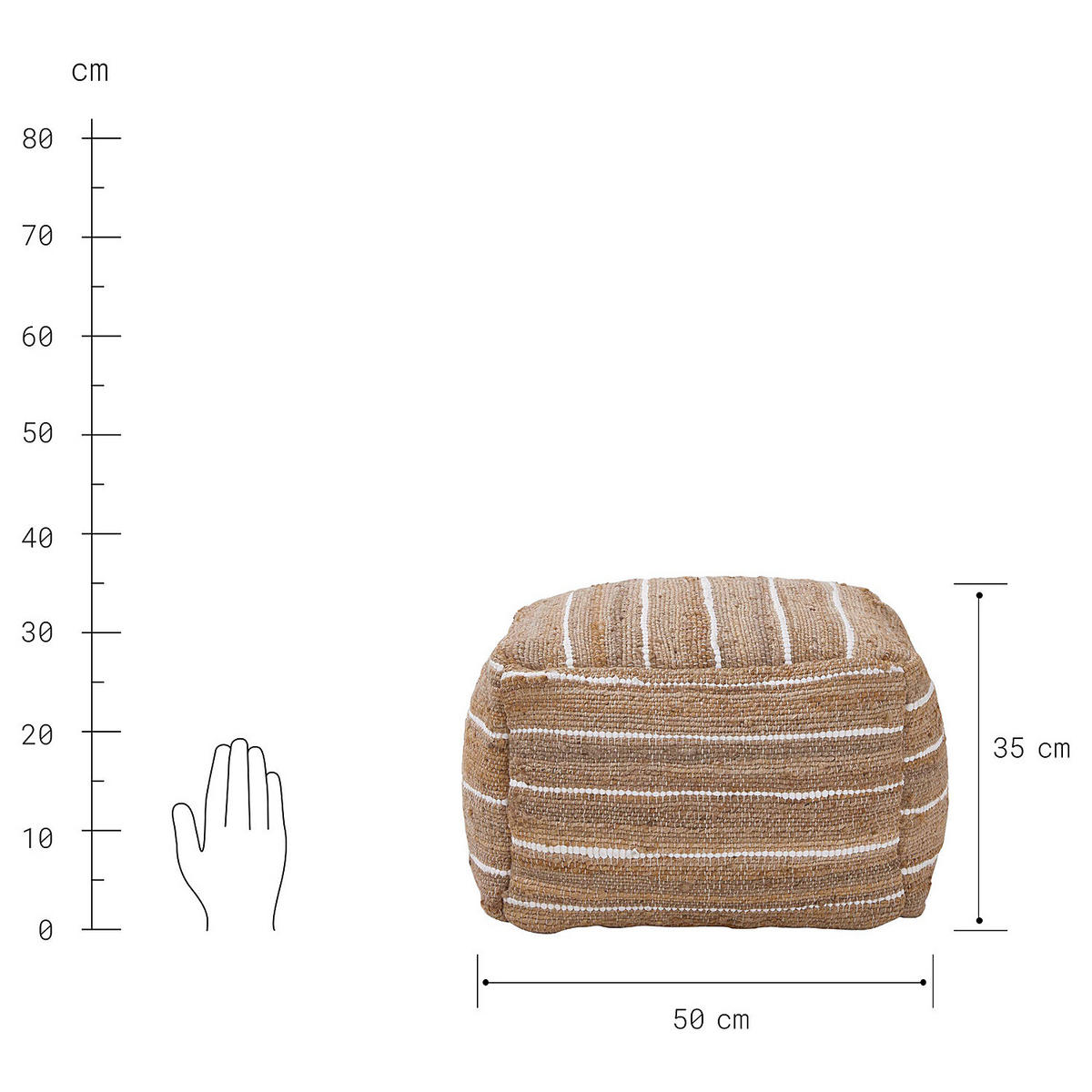 POUF All Nature - Braun, Naturmaterialien (53/40/53cm) - Butlers