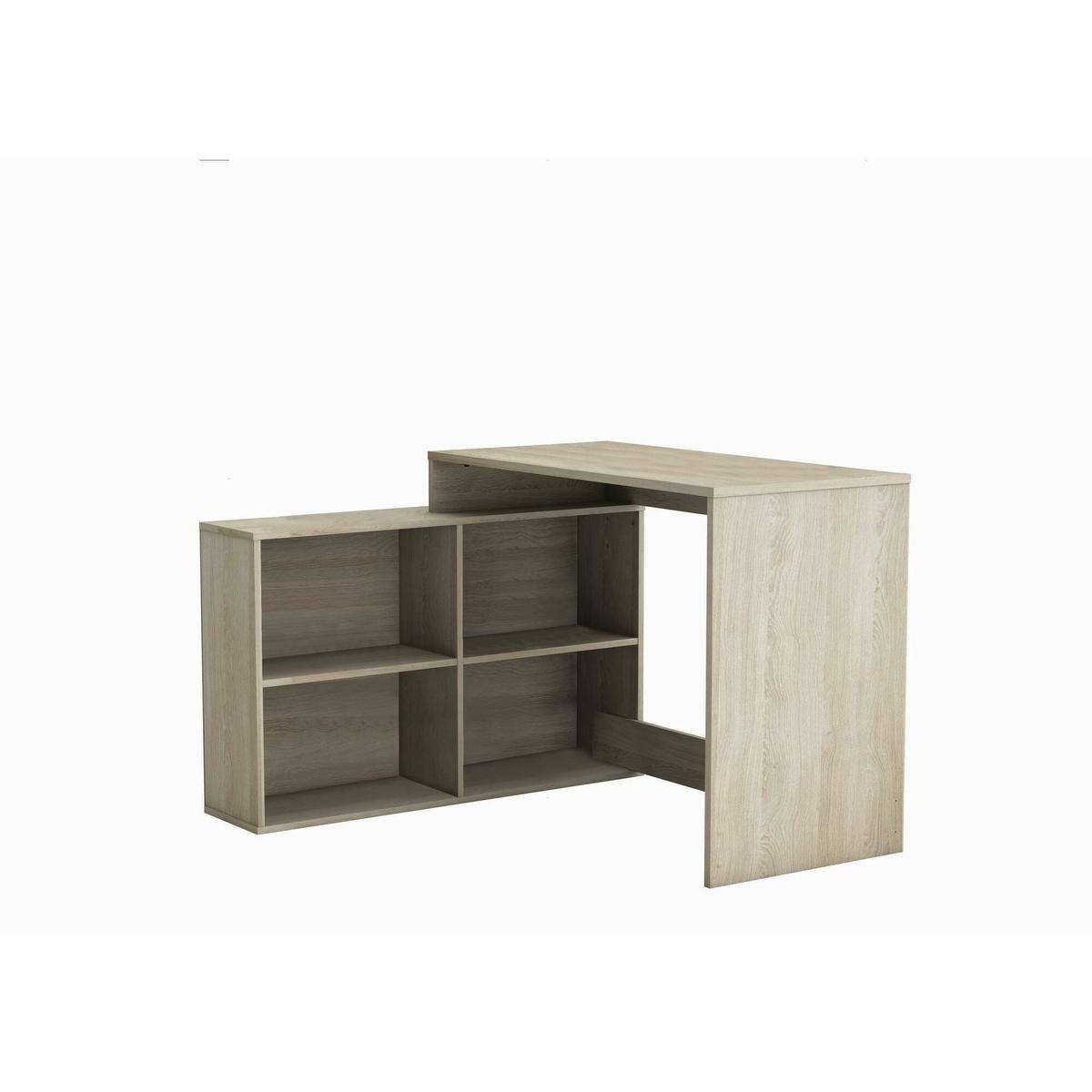 ECKSCHREIBTISCH Holz-Effekt Eiche, Weiß 100.7/111.9/76.7 cm - Weiß, Holzwerkstoff (100.7/111.9/76.7cm) - DMORA