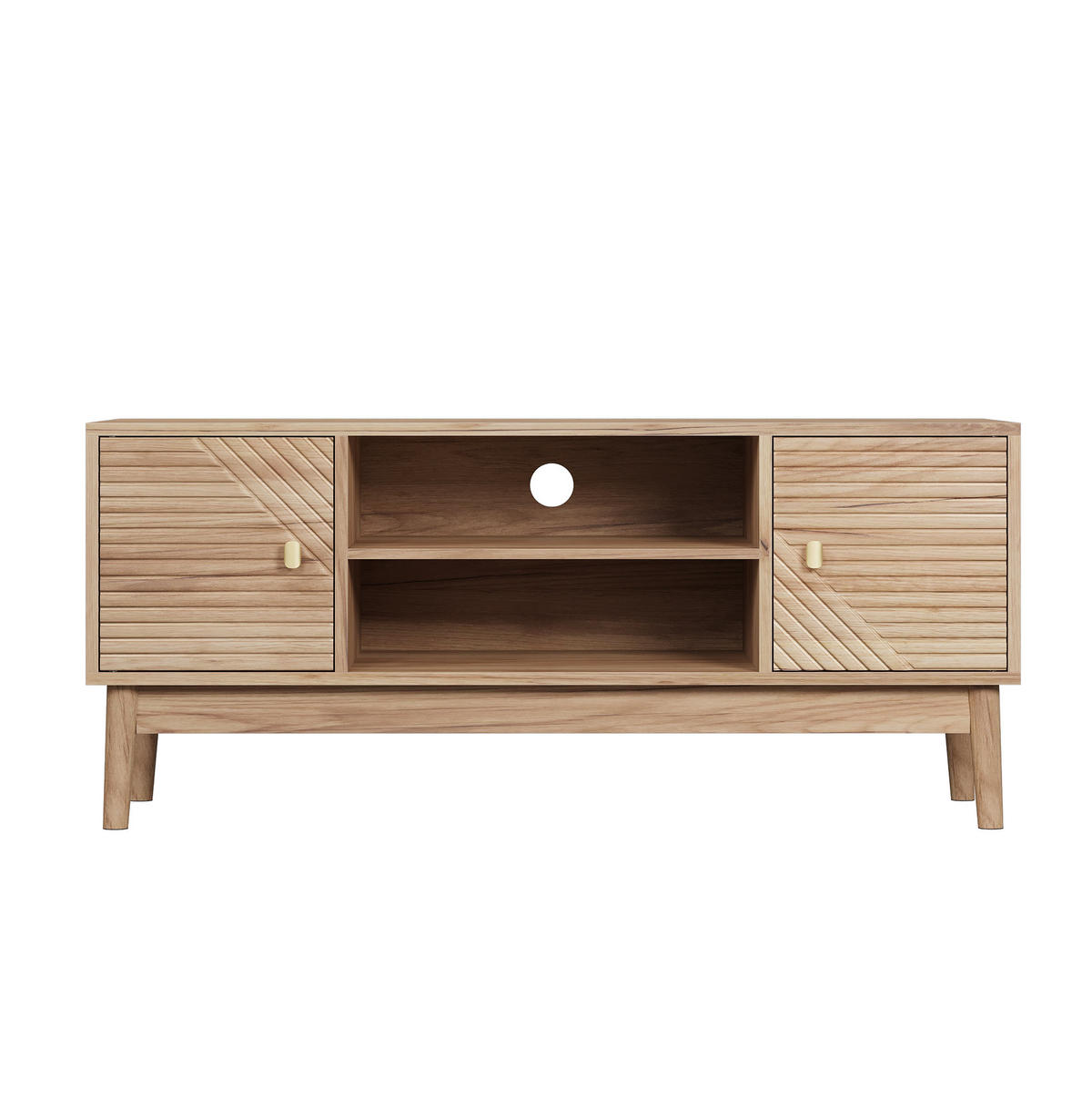 TV-SCHRANK 110/40/48 cm eichefarben aus MDF mit Kabelmanagement - Braun, Holzwerkstoff (110/48/40cm) - OKWISH