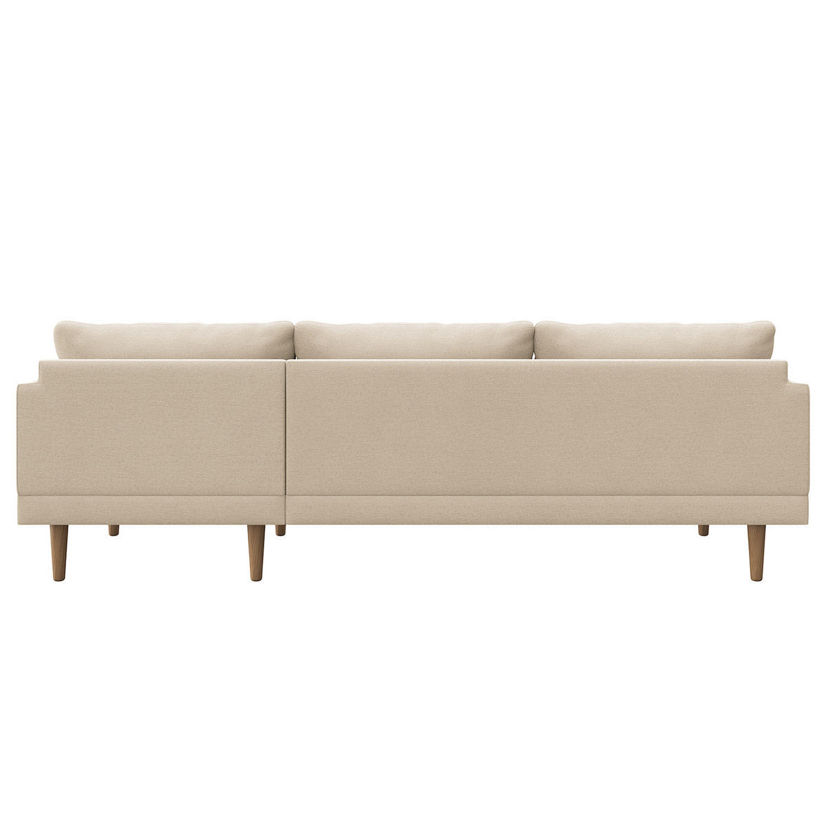 ECKSOFA mit Longchair - Webstoff - Beige/Buchefarben, Buchenholz/Textil (242/150cm) - home24