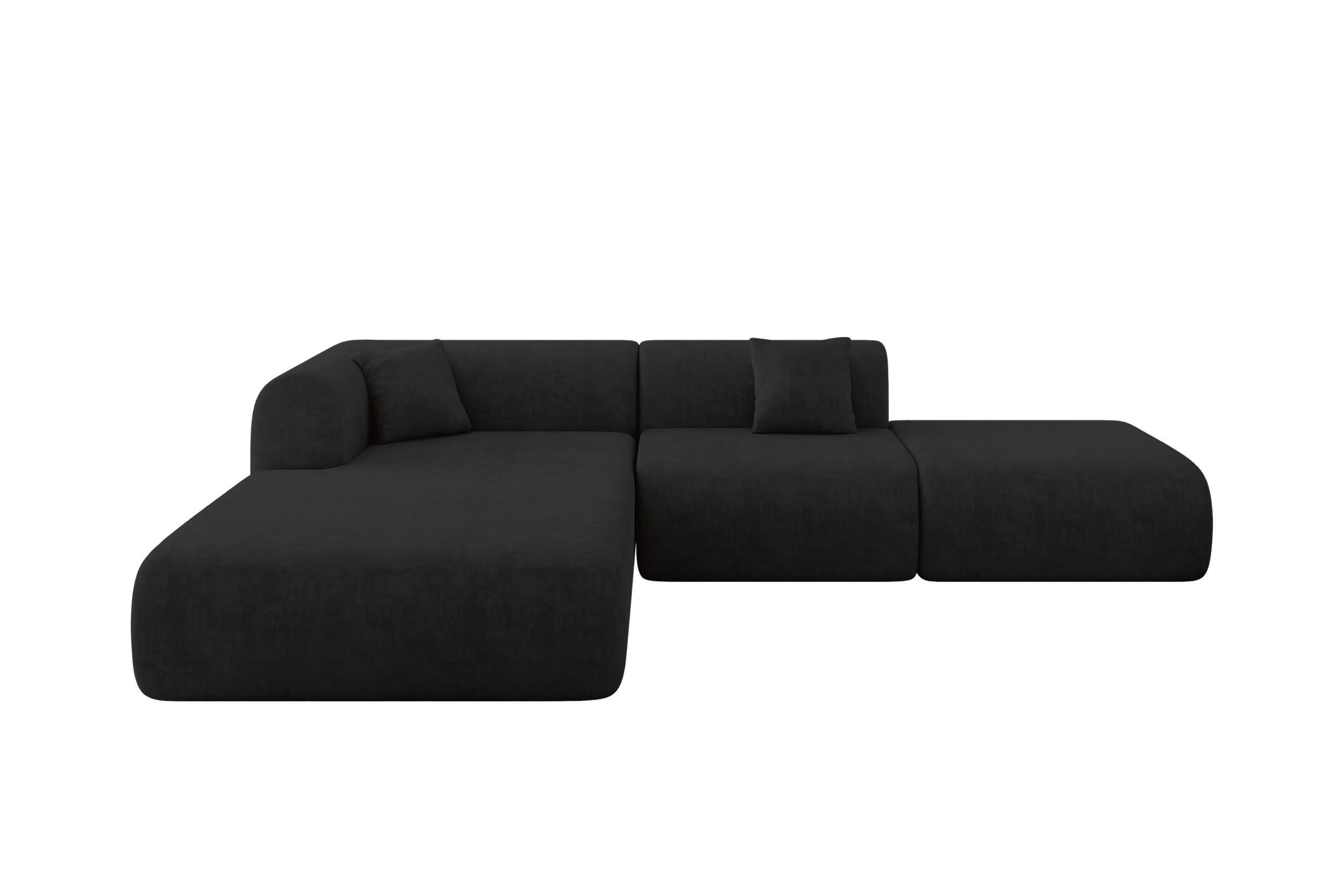 ECKSOFA Ottomane Links OVLY-L 289x176x71 Schwarz Samt - Schwarz, Holzwerkstoff/Kunststoff (176/289cm) - ALTDECOR