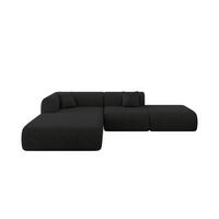 ECKSOFA Ottomane Links OVLY-L 289x176x71 Schwarz Samt - Schwarz, Holzwerkstoff/Kunststoff (176/289cm) - ALTDECOR