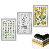 WANDBILDER 3er Set - 40x60 cm Silberner Rahmen - Bemalte Zitronen-Küchenkräuter - Silberfarben, Kunststoff (40/60cm) - ArtPrintCave