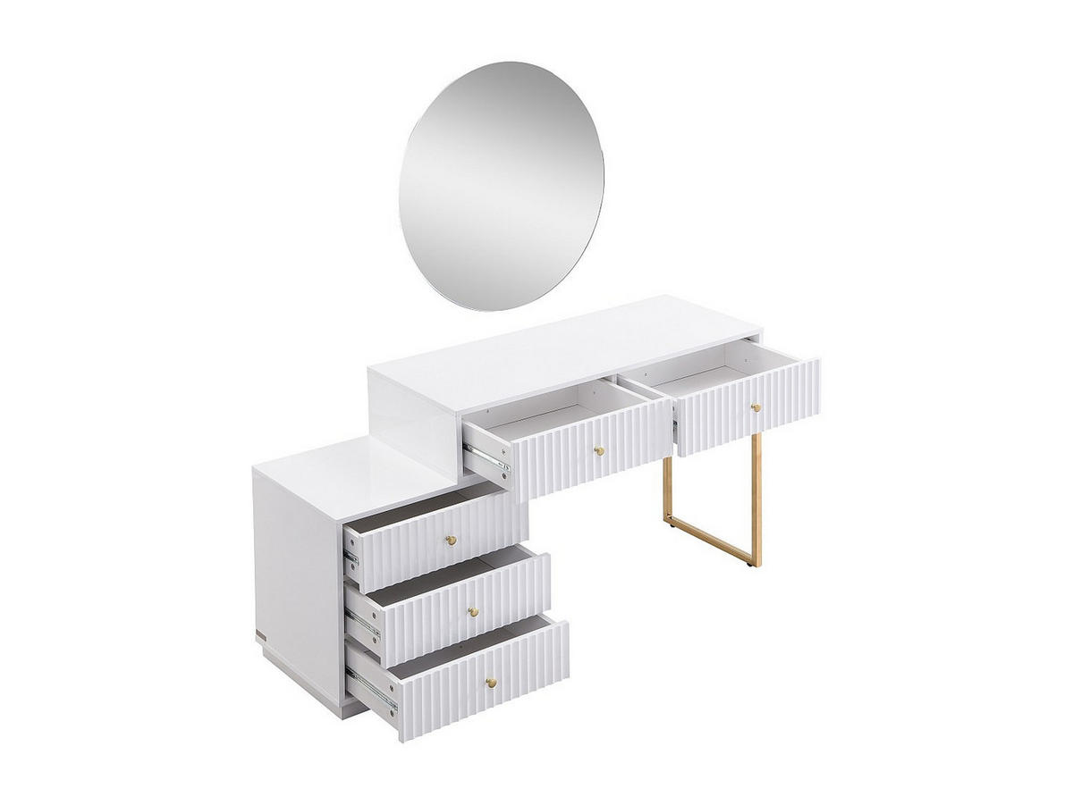 SCHMINKTISCH - 133 cmcm x 40 cmcm - Holz, Platte - Weiß - PEROLIA - Weiß, Holz (133/75/40cm) - Vente-Unique