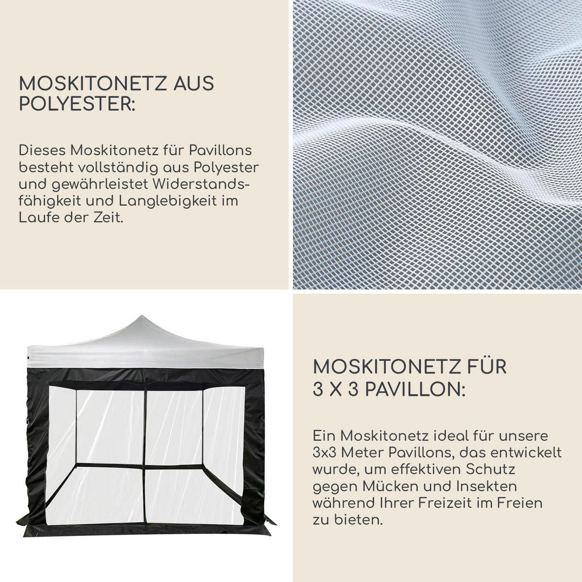 MOSKITONETZ FÜR PAVILLON Schwarz 1200/240 cm - Schwarz, Kunststoff (240/240/1200cm) - Mobili Rebecca