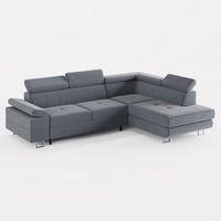 ECKSOFA CAROLINE Rechts Dunkelgrau matter Veloursstoff mit Schlaffunktion und Bettkasten - Chromfarben/Dunkelgrau, Textil (253/190cm) - Barchello