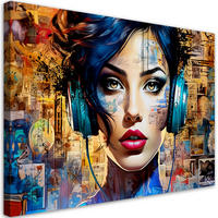 WANDBILD frau musik abstraktion - Multicolor, Textil (60/40cm) - Feeby