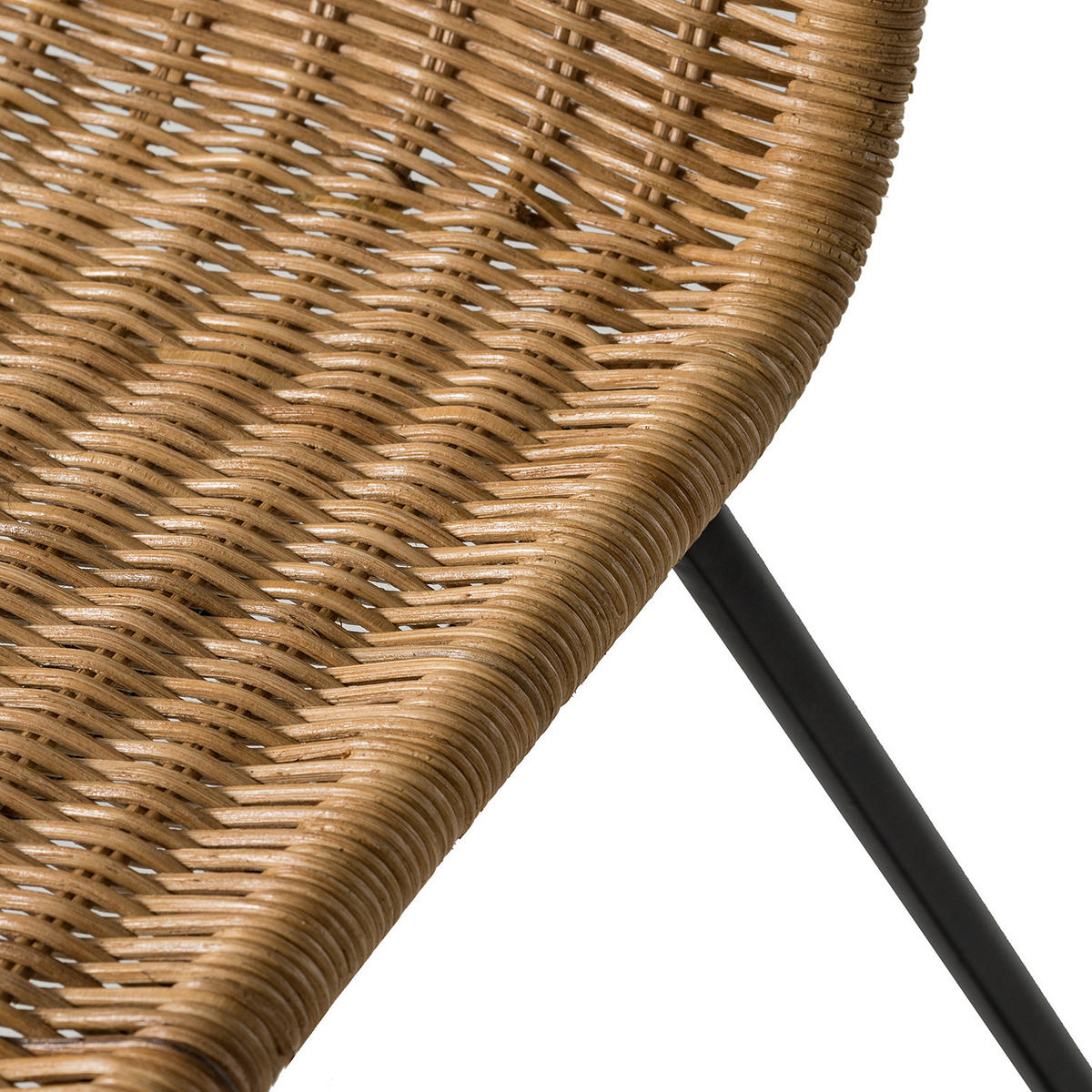 ESSZIMMERSTUHL - Rattan / Metall, 2er-Set - Beige/Schwarz, Naturmaterialien (64/80/56cm) - home24