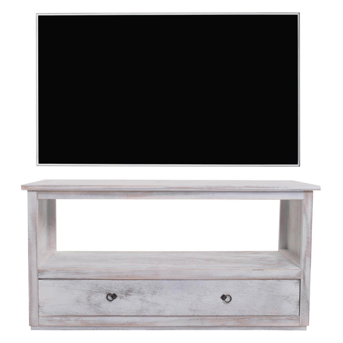 TV-RACK FERNSEHTISCH LOWBOARD Reinweiß - Weiß, Holz (110/53/39cm) - MCW