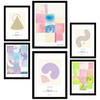 POSTER Set Mit 6 Pastellfarbene Abstrakte Kunst A3 & A4 Schwarzer Rahmen - Schwarz, Papier (29/3cm) - Nacnic