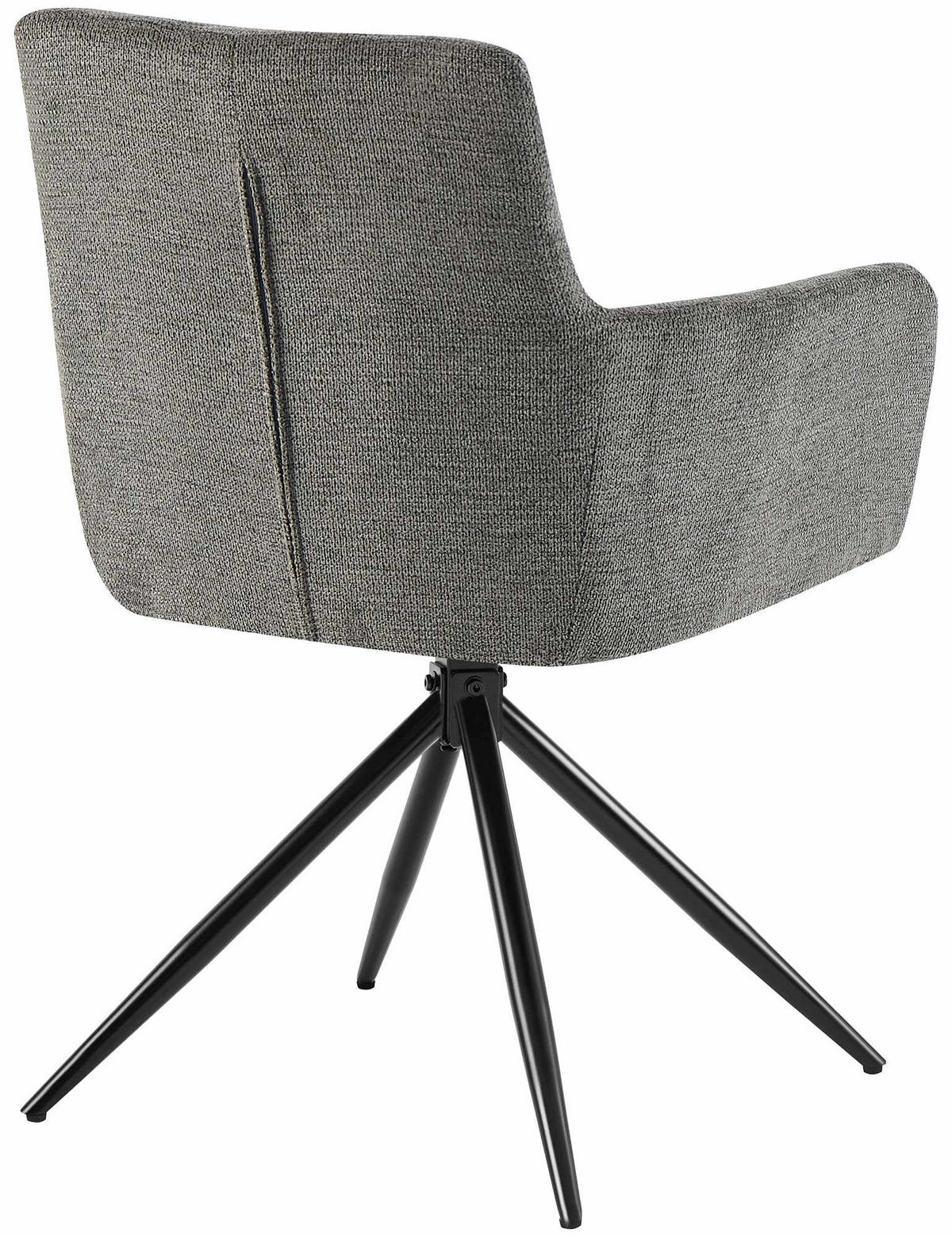 ARMLEHNENSTUHL 2er Set Stoff Dunkelgrau - Dunkelgrau/Schwarz, Textil/Metall (59/87/59cm) - CLP