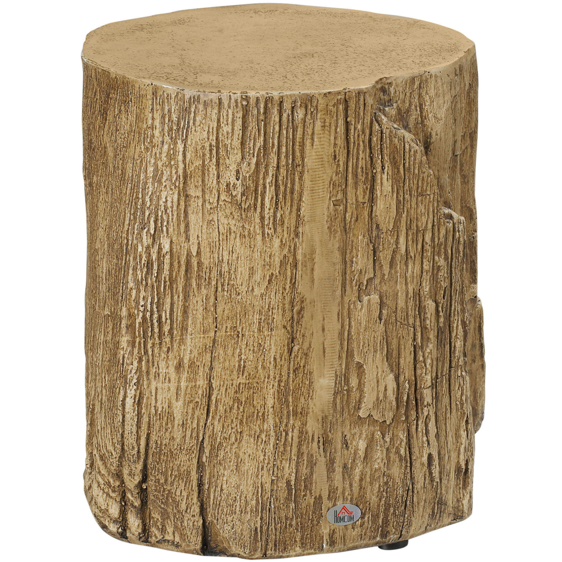 BEISTELLTISCH aus Beton 37x37x43 cm Naturholz mit verstellbaren Füßen, wasserfester Oberfläche in Baumstumpf-Optik - Naturfarben, Stein (37/37/43cm) - Modfu