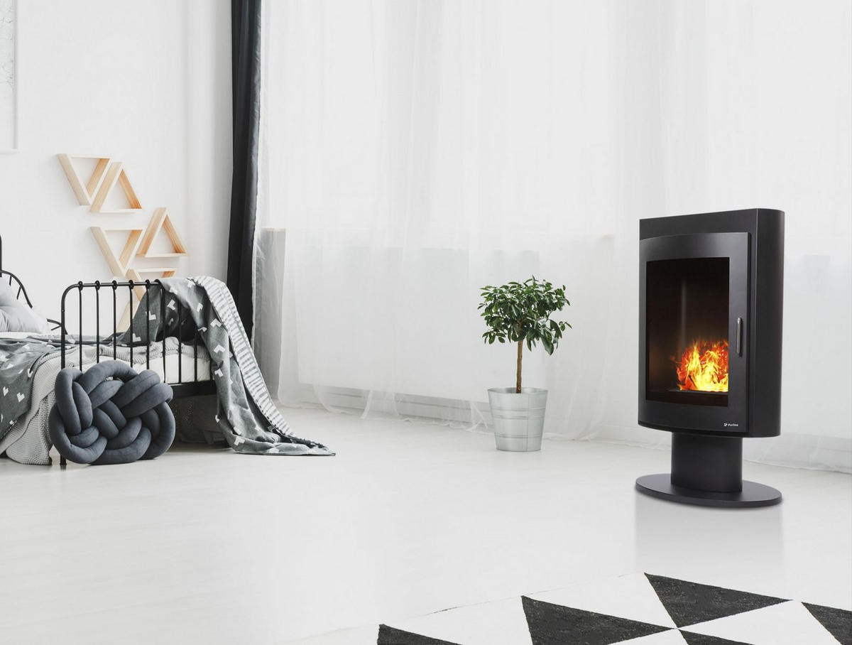 WASSERKAMIN zur Dekoration Schwarz mit Stahlmöbel 1.5 L Tank - Schwarz, Metall (60/35/97cm) - Purline