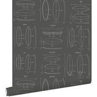 TAPETE technische Zeichnungen von Surfbrettern 53 cm x 10.05 m - Schwarz, Papier (53/0.1cm) - ESTAhome