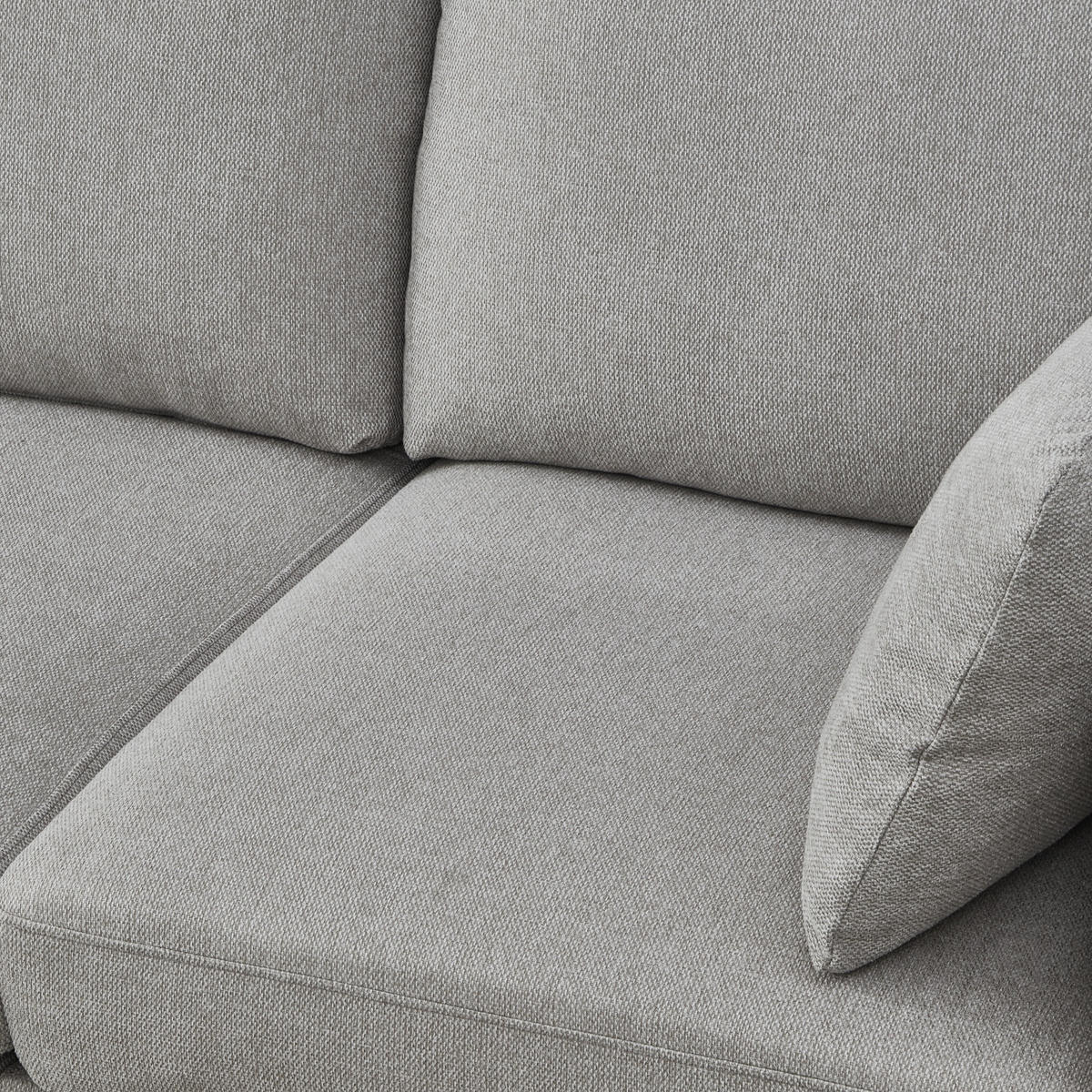 ECKSOFA 235/152/78 cm Grau mit Fußbank, 3-Sitzer - Hellgrau/Grau, Holz/Textil (235/152cm) - Oxeza