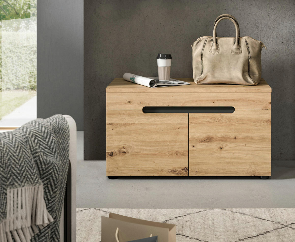 SITZBANK Canu Garderobe in Basalt grau Nachbildung und Artisan Nachbildung B/H/T: 80x45x37 cm - Grau, Holzwerkstoff (80/45/37cm)