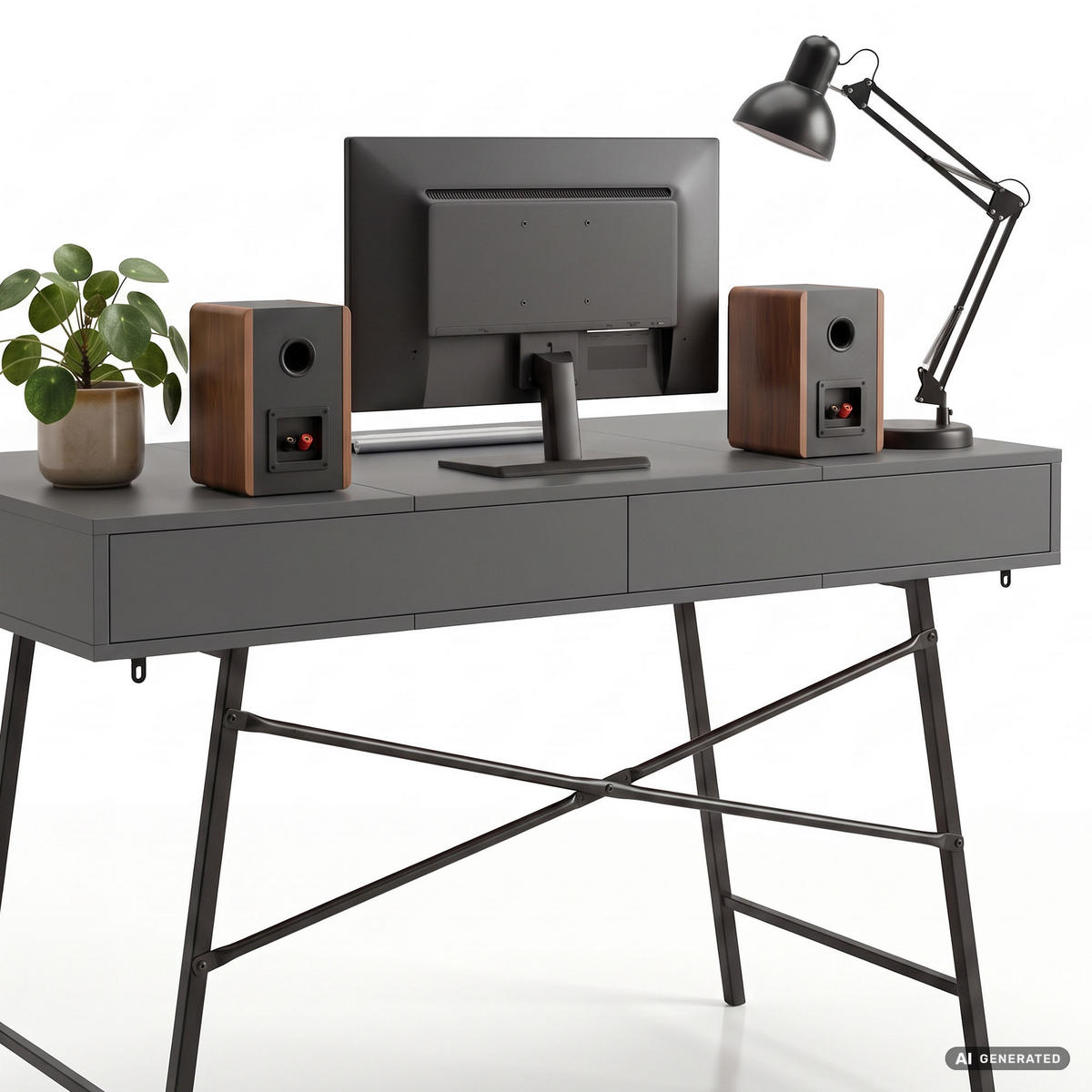 SCHREIBTISCH ARDEN 120 cm Graphit - Graphitfarben/Schwarz, Holzwerkstoff (120/50/80.5cm) - Akord