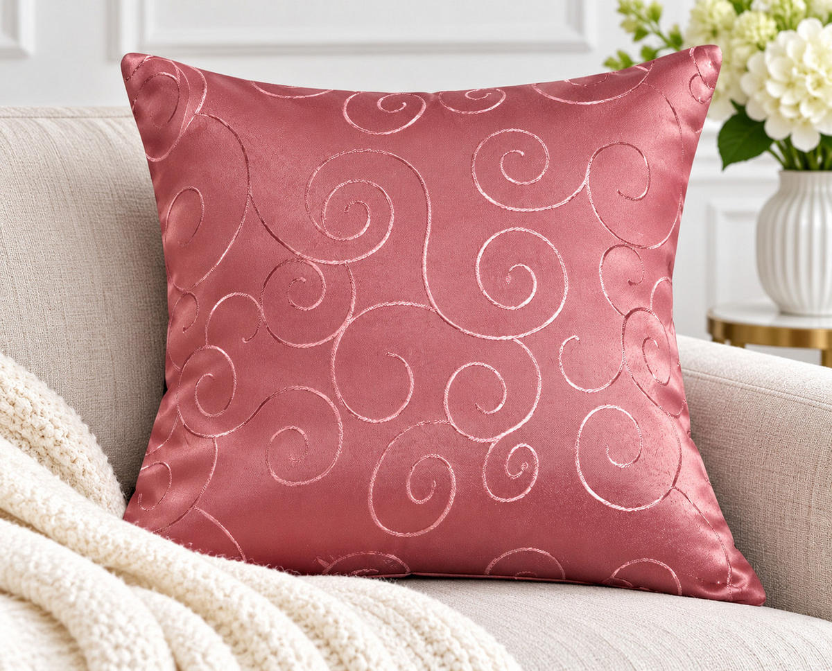 KISSENBEZUG 40/40 cm Altrosa Damast Circle - Altrosa, Textil (40/40cm) - TiborTex