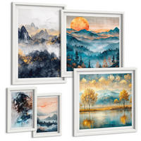 BILDER SET 5er Set - 50x50 cm & 20x30 cm & 40x60 cm Weißer Rahmen - Tropische Pflanzen, Vögel, Natur - Weiß, Kunststoff (40/60cm) - TULUP