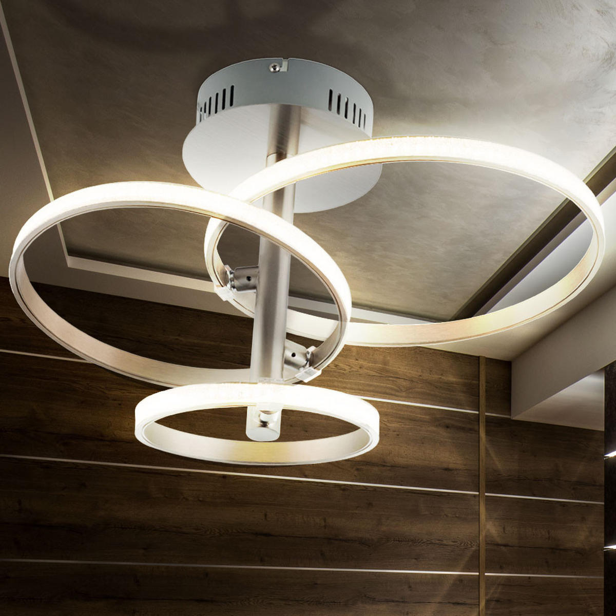 LED DECKENLEUCHTE Metall Silber Kristalloptik WAVE - Silberfarben, Metall (43/33/29cm) - Globo Lighting