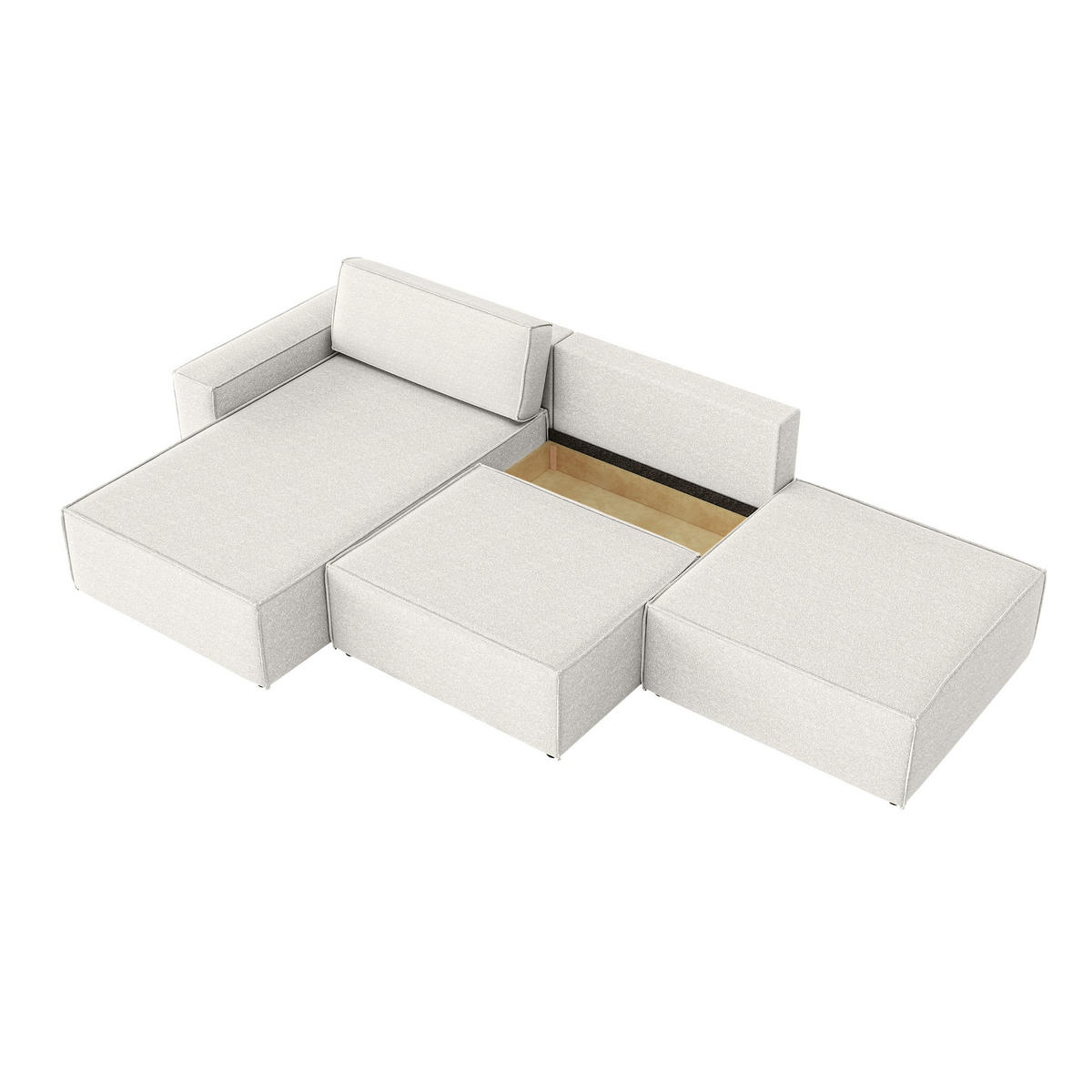 ECKSOFA Lummo Re mit Schlaffunktion, Cremeweiß - Weiß, Textil (323/185cm) - Fedve