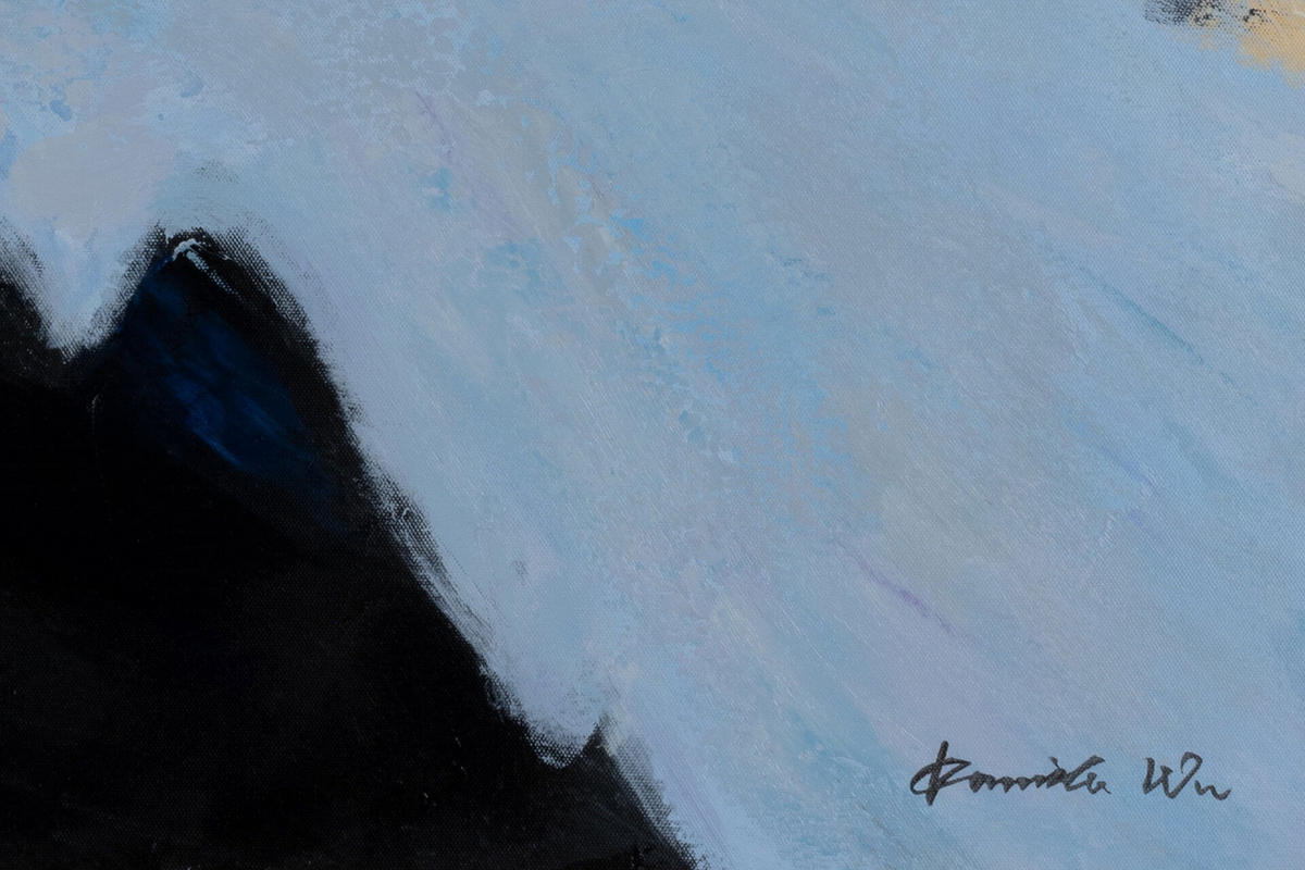 ACRYLBILD HANDGEMALT 75/100 cm - Blau, Holz/Textil (1.8/100cm) - KUNSTLOFT