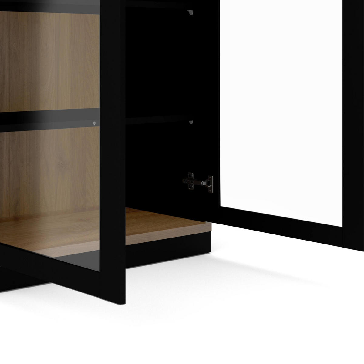 VITRINE Schwarz, Nussbaum 36.25/88.7/200.4 cm - Schwarz, Holzwerkstoff (89/200/36cm) - DMORA