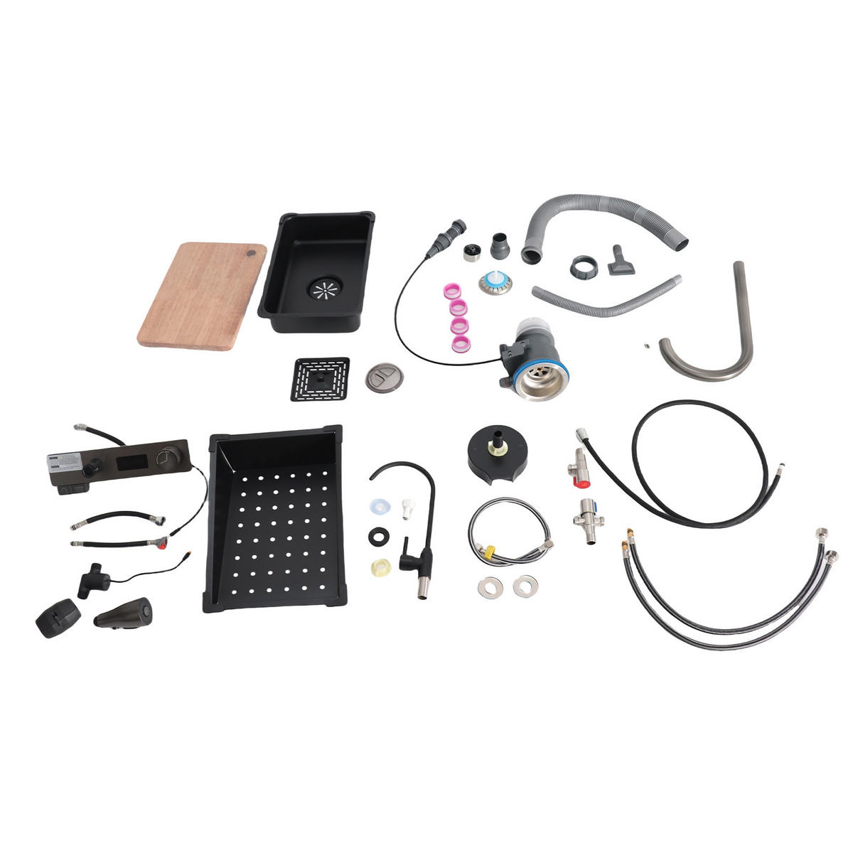 KÜCHENSPÜLE Edelstahl – Einbauspüle mit Digitalanzeige, gebürstet, extra dick, großes Spülbecken, modern - Schwarz, Metall (45/20/80cm) - Ej. Life