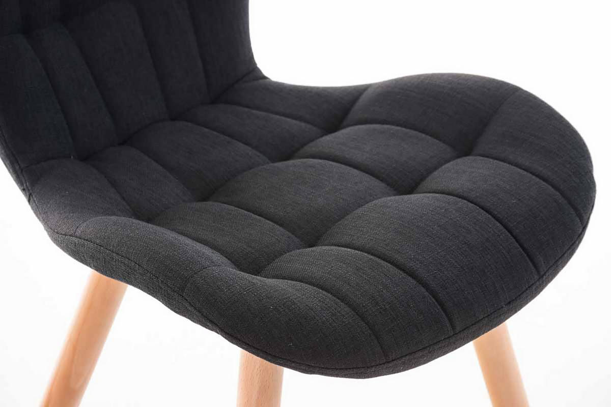 STUHL 4er Set Stoff schwarz - Eukalyptusholzfarben/Schwarz, Holz/Textil (50/88/63cm) - CLP