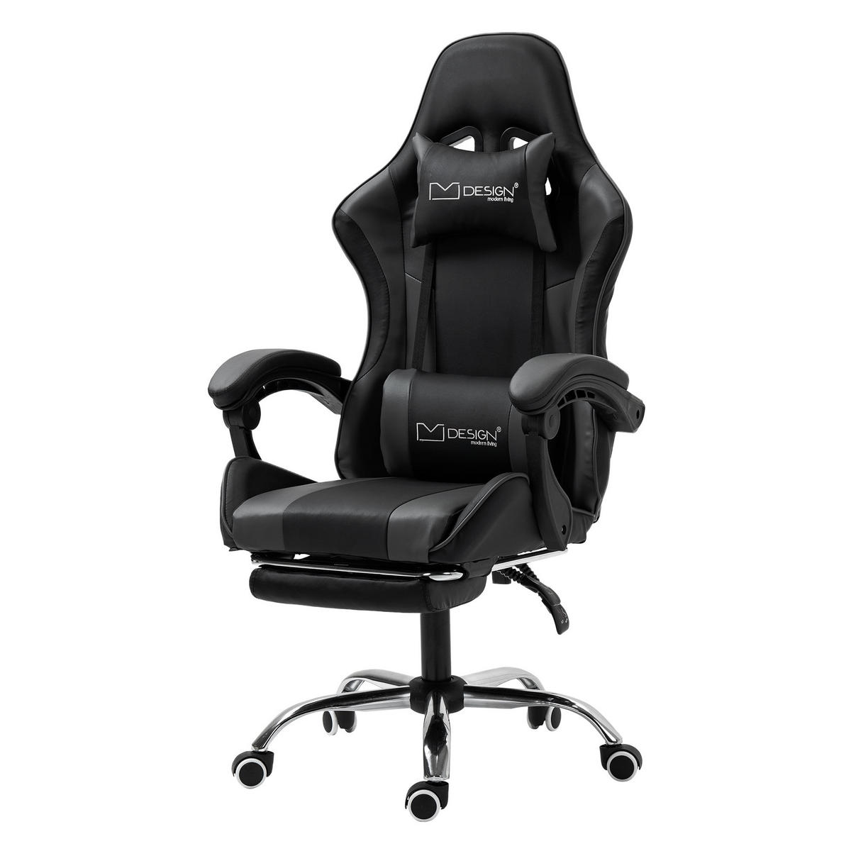GAMING-STUHL schwarz grau - Schwarz, Metall (62/128/62cm) - ML-DESIGN