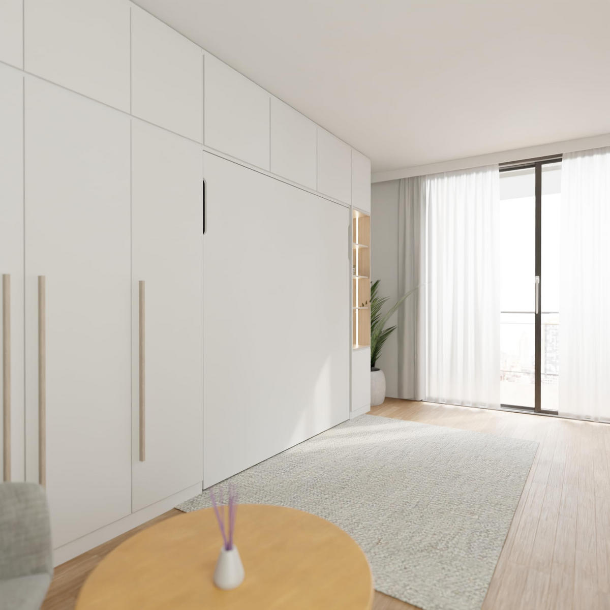 SCHRANKBETT Morphy Einbaubares 192x200 Vertikal - Weiß, Holz/Metall (192/200cm) - WallBedKing