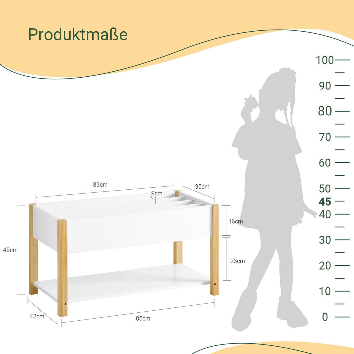 KINDERREGAL Weiß - Weiß, Holz/Holzwerkstoff (85/45/42cm) - SoBuy