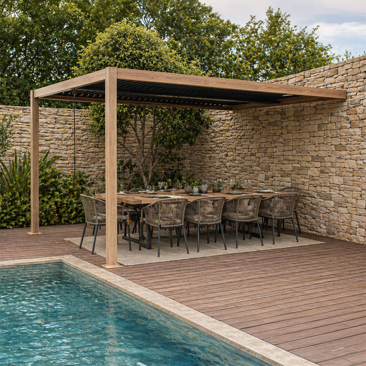 PERGOLA Sifnos Braun Bioklimatisch aus Aluminium 4 x 3 m - Braun, Metall (290/230/390cm) - Concept Usine