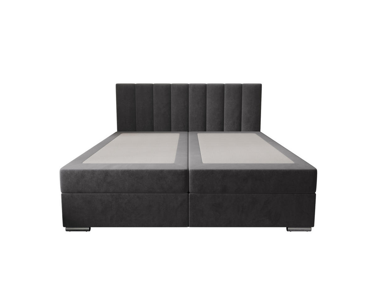 BOXBETT ZILANO 2 mit Matratze H3 und Topper 160x200 Itaka 14 - Grau, Holz/Textil (160/200cm) - Bedante
