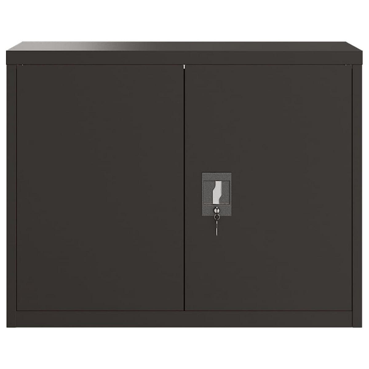 AKTENSCHRANK SCHWARZ 90X40X70 CM STAHL - Schwarz, Metall (40/70/90cm) - vidaXL