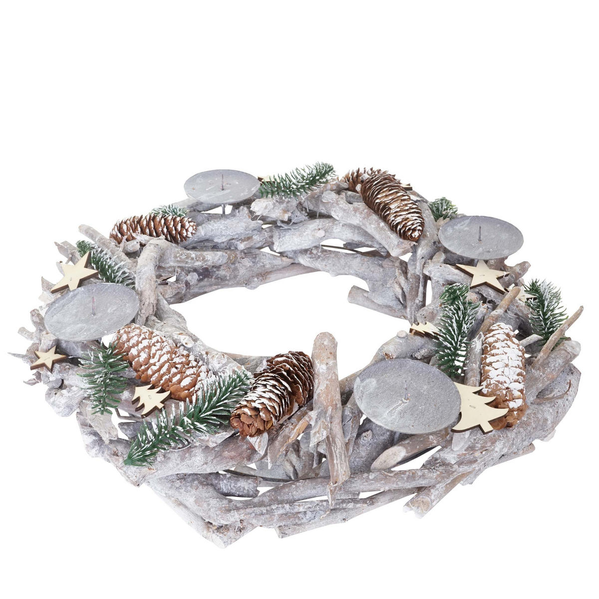 ADVENTSKRANZ XXL RUND HOLZ OHNE KERZEN Weiß - Weiß, Holz (48/11cm) - MCW