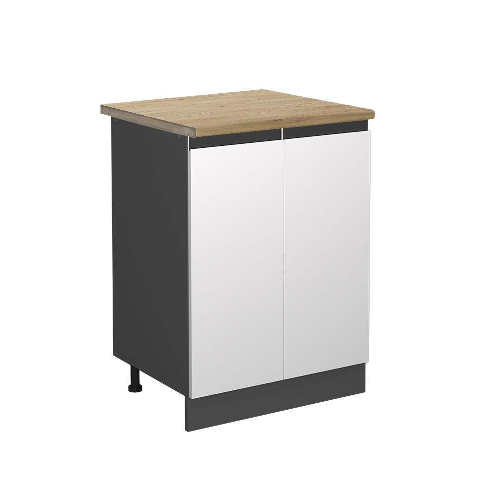KÜCHENUNTERSCHRANK R-Line Weiß 60 cm, AP Eiche - Anthrazit/Weiß, Holzwerkstoff (60/81.6/60cm) - Vicco