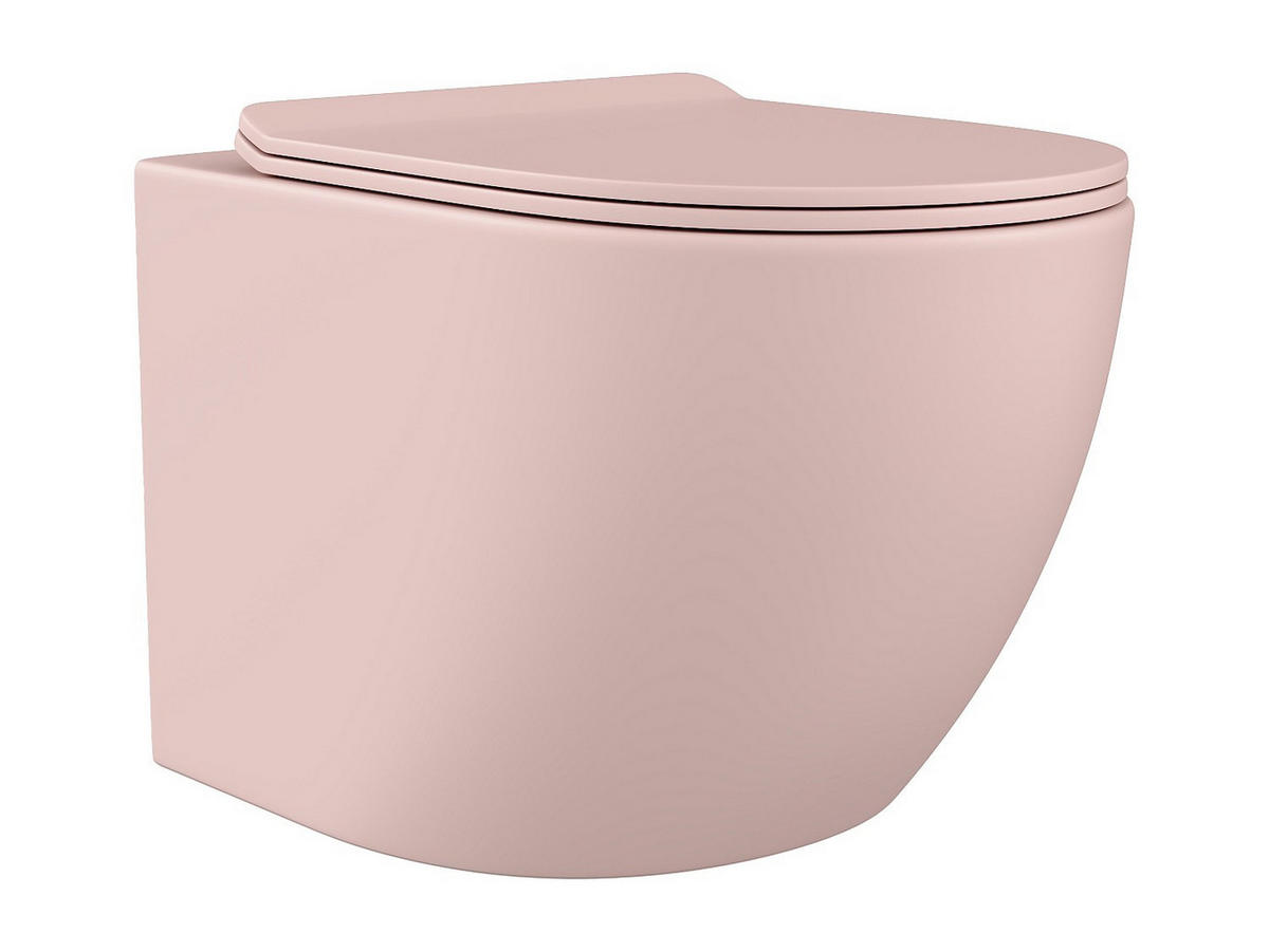 HÄNGE WC - 36 cm x 53.5 cm - keramik - rosa Javoine - Pink, Keramik (36/36/53.5cm) - Vente-Unique