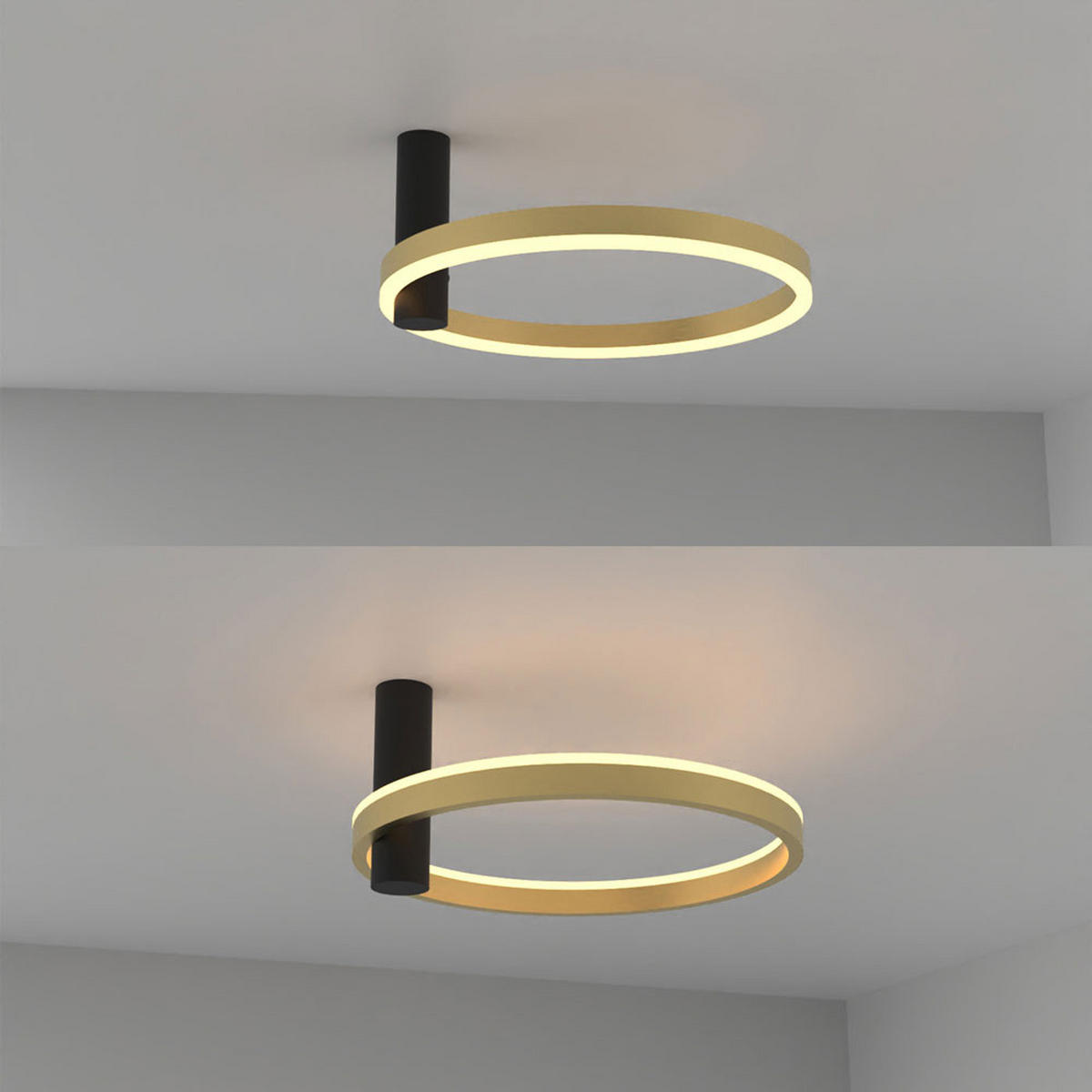 LED-WAND-/DECKENLAMPE Ring Air Schwarz/Aluminium - Schwarz, Metall (40/40/22cm) - s.luce