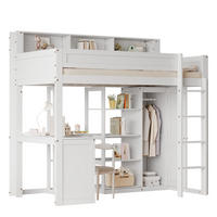 ETAGENBETT mit Tisch und Kleiderschrank, Weiß, 90/200 cm - Weiß, Holz (90/200cm) - MIVRAY